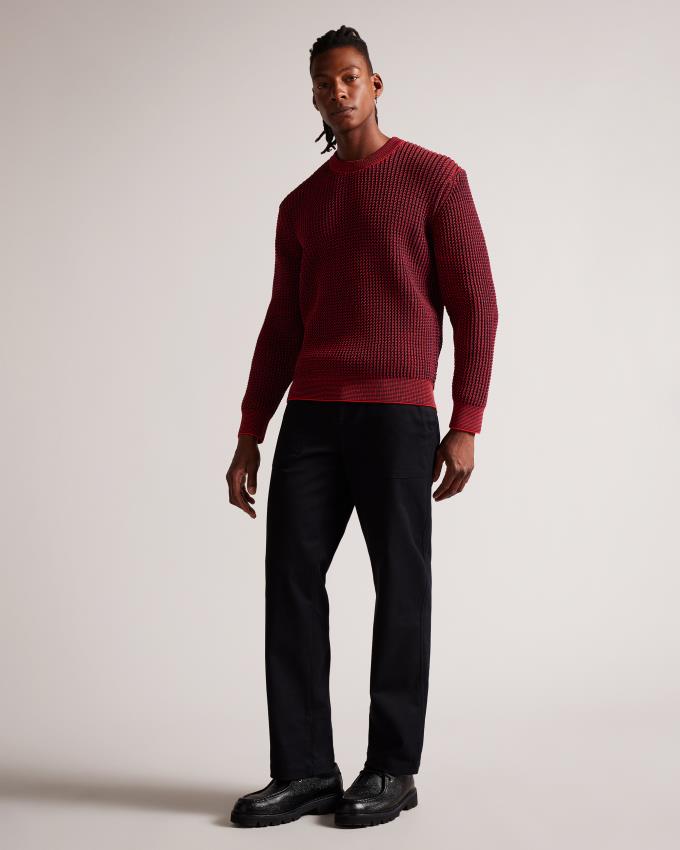 Pull Ted Baker Long Sleeve Oversized Twisted Yarn Rouge Homme | RTG-70775291